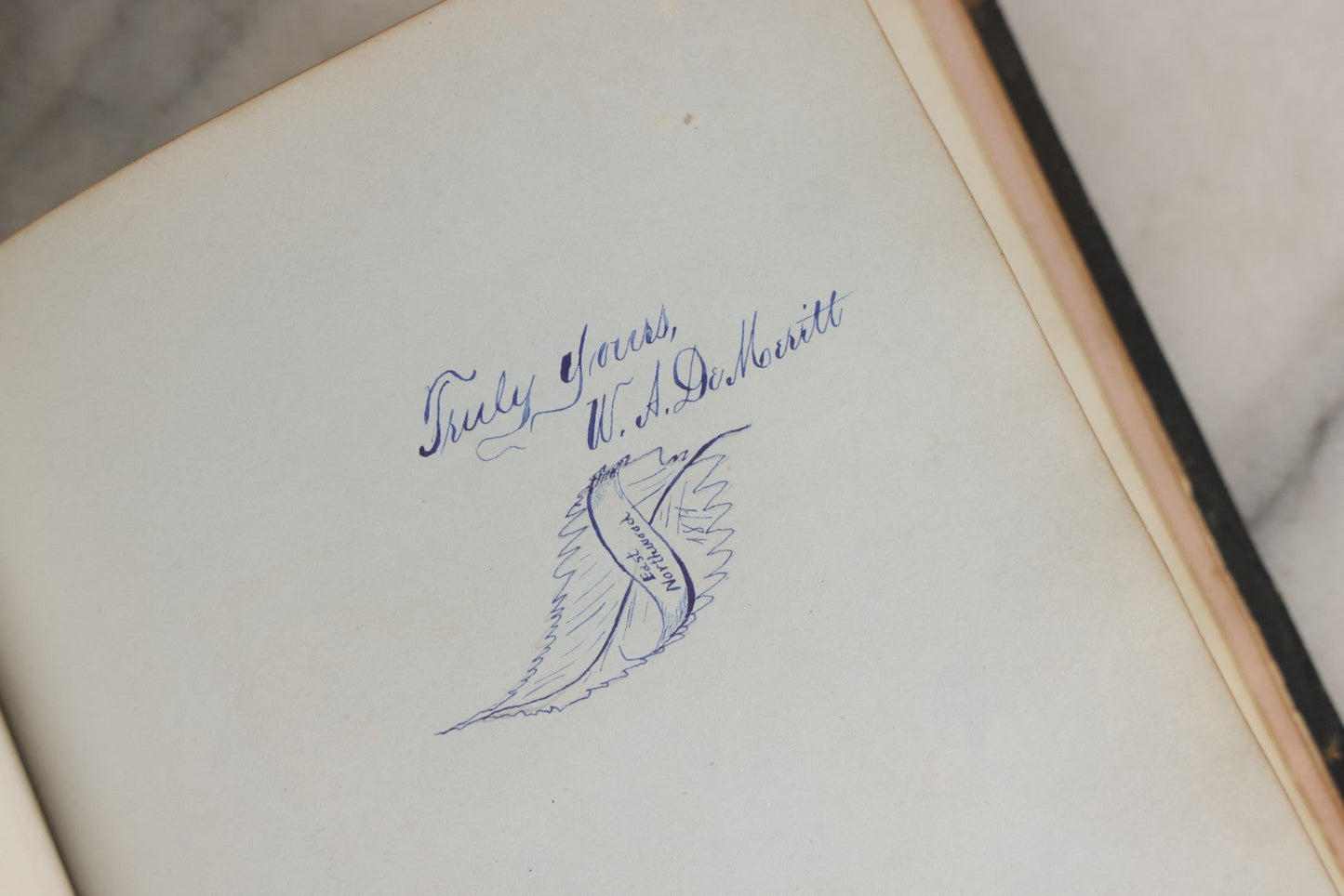 Lot 001 - Antique Album Of Remembrance, Containing 10+ Hair Mementos, Handwritten Notes And Signatures, Engravings, And Scraps, Belonged To Edith With Signatures From New Hampshire And Maine, 1860s