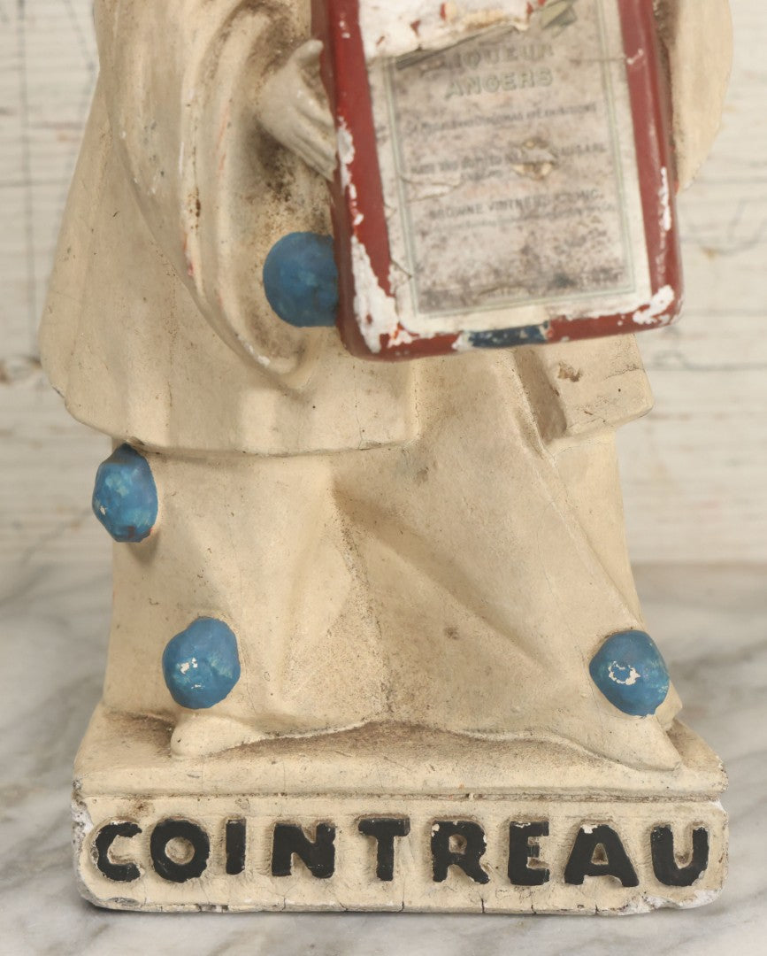 Lot 082 - Vintage Chalkware Pierrot Clown Bar Back Advertising Statue For French Liqueur Cointreau, Note Chips, Losses, 14-1/2" H