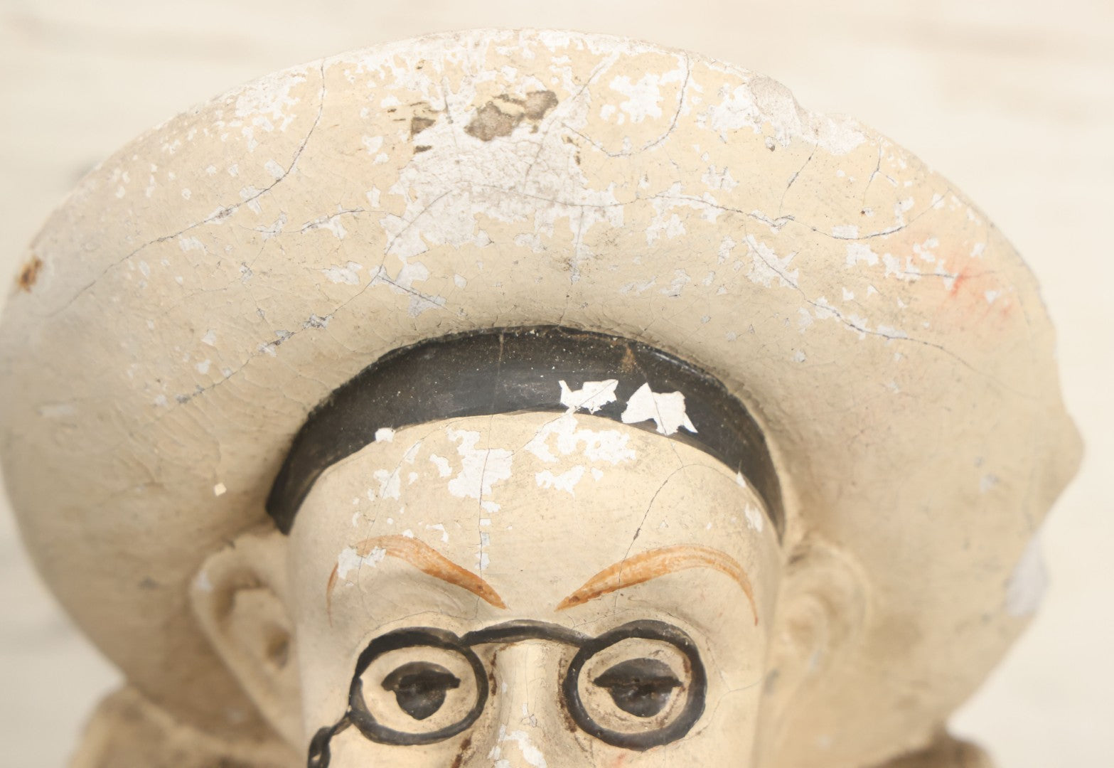 Lot 082 - Vintage Chalkware Pierrot Clown Bar Back Advertising Statue For French Liqueur Cointreau, Note Chips, Losses, 14-1/2" H