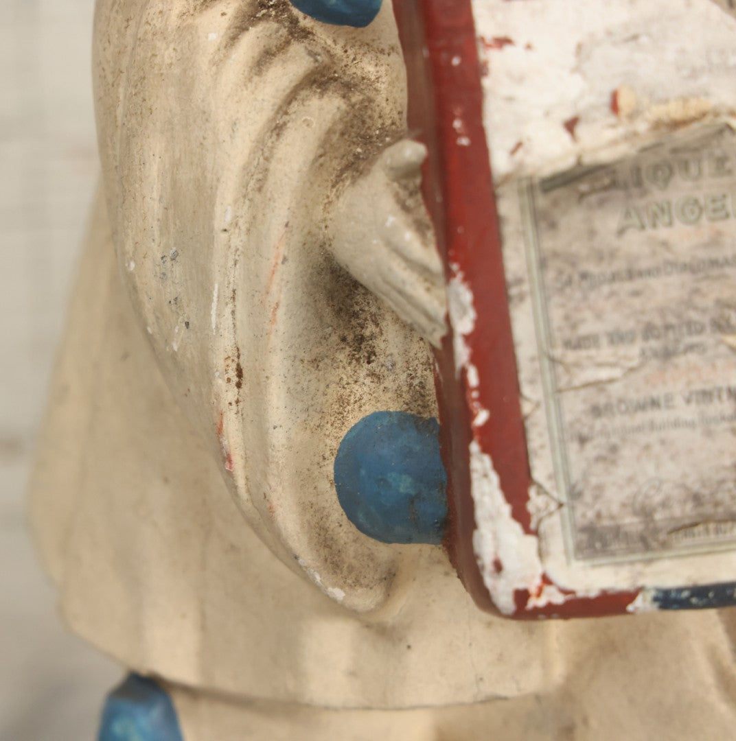 Lot 082 - Vintage Chalkware Pierrot Clown Bar Back Advertising Statue For French Liqueur Cointreau, Note Chips, Losses, 14-1/2" H