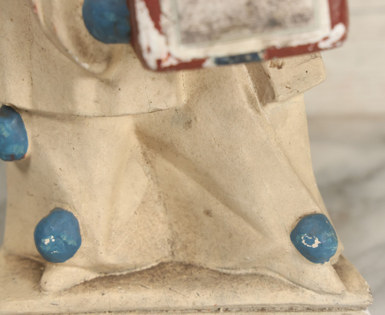 Lot 082 - Vintage Chalkware Pierrot Clown Bar Back Advertising Statue For French Liqueur Cointreau, Note Chips, Losses, 14-1/2" H