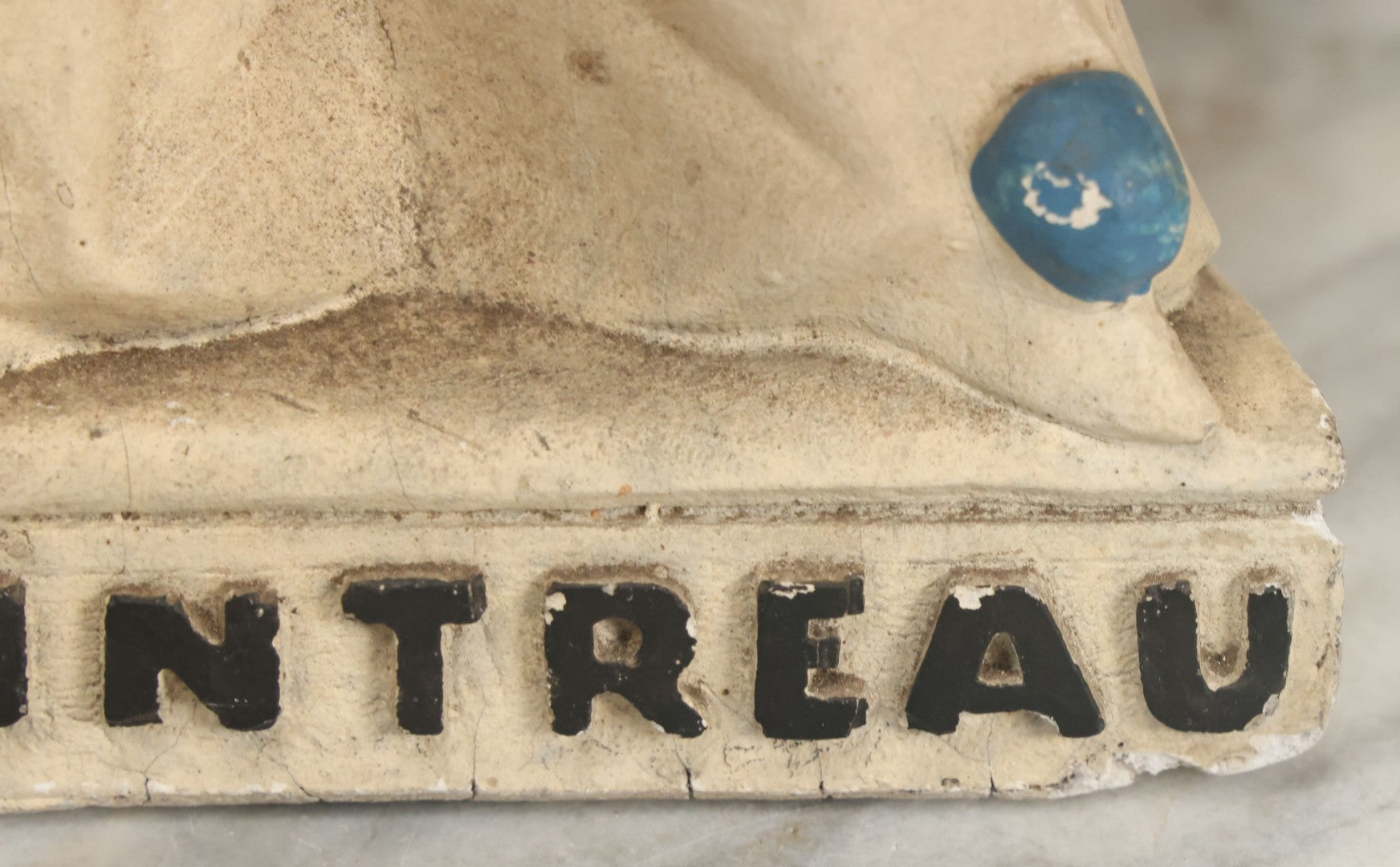 Lot 082 - Vintage Chalkware Pierrot Clown Bar Back Advertising Statue For French Liqueur Cointreau, Note Chips, Losses, 14-1/2" H