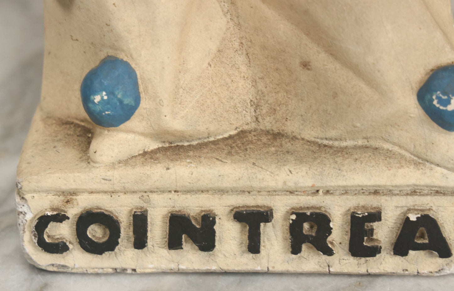 Lot 082 - Vintage Chalkware Pierrot Clown Bar Back Advertising Statue For French Liqueur Cointreau, Note Chips, Losses, 14-1/2" H