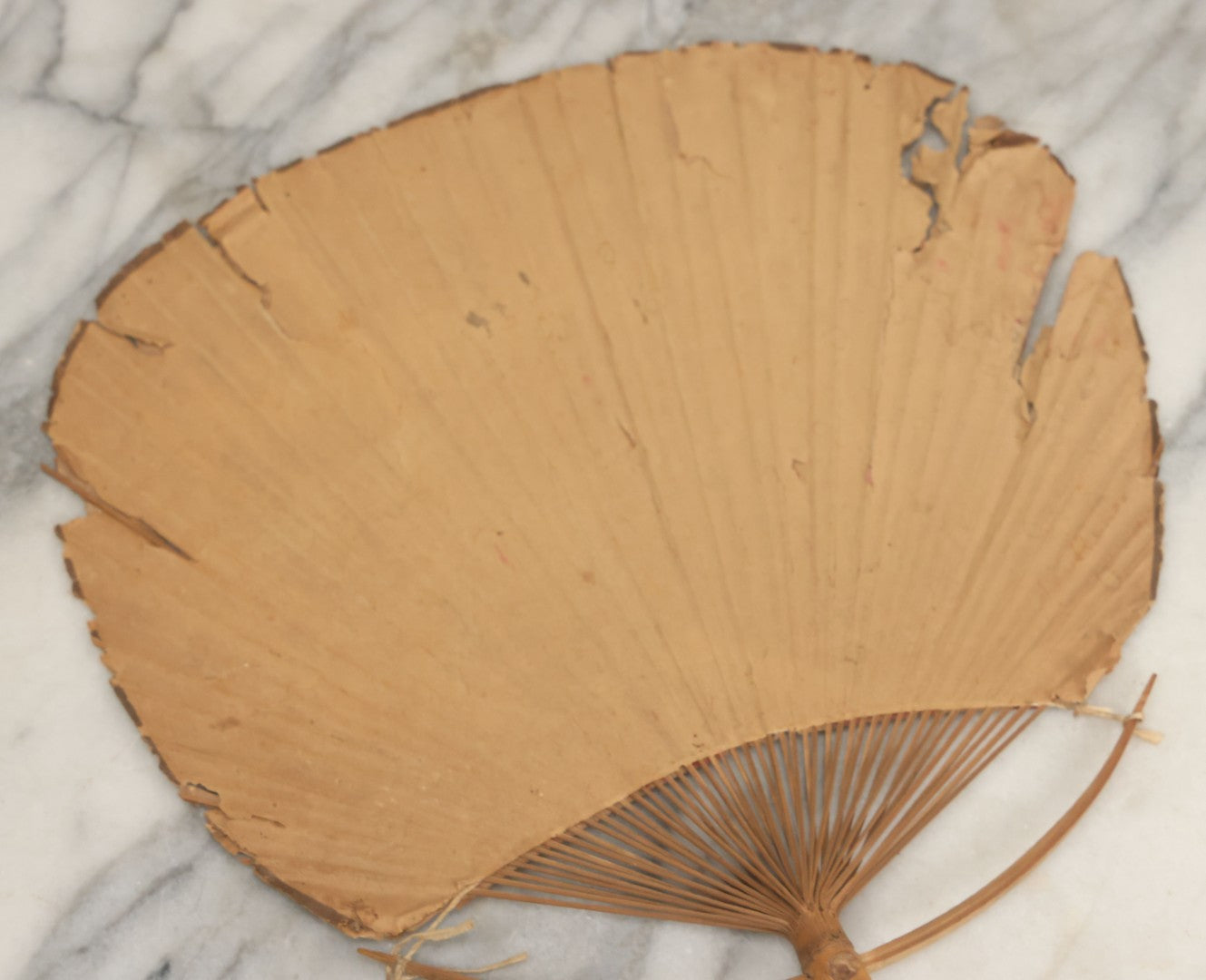 Lot 083 - Grouping Of Six Antique Paper And Bamboo Japanese Advertising Fans, Including One With Bats In Flight, Other Scenes, Varying Conditions