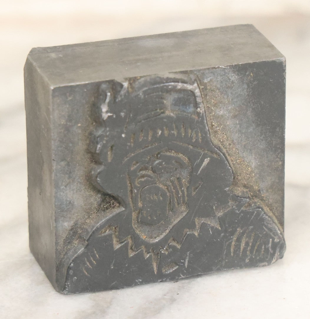 Lot 089 - Grouping Of Four Vintage Printing Blocks Including Masonic, Knights Of Columbus, Strange Hollering Man, And Tom Field Associates