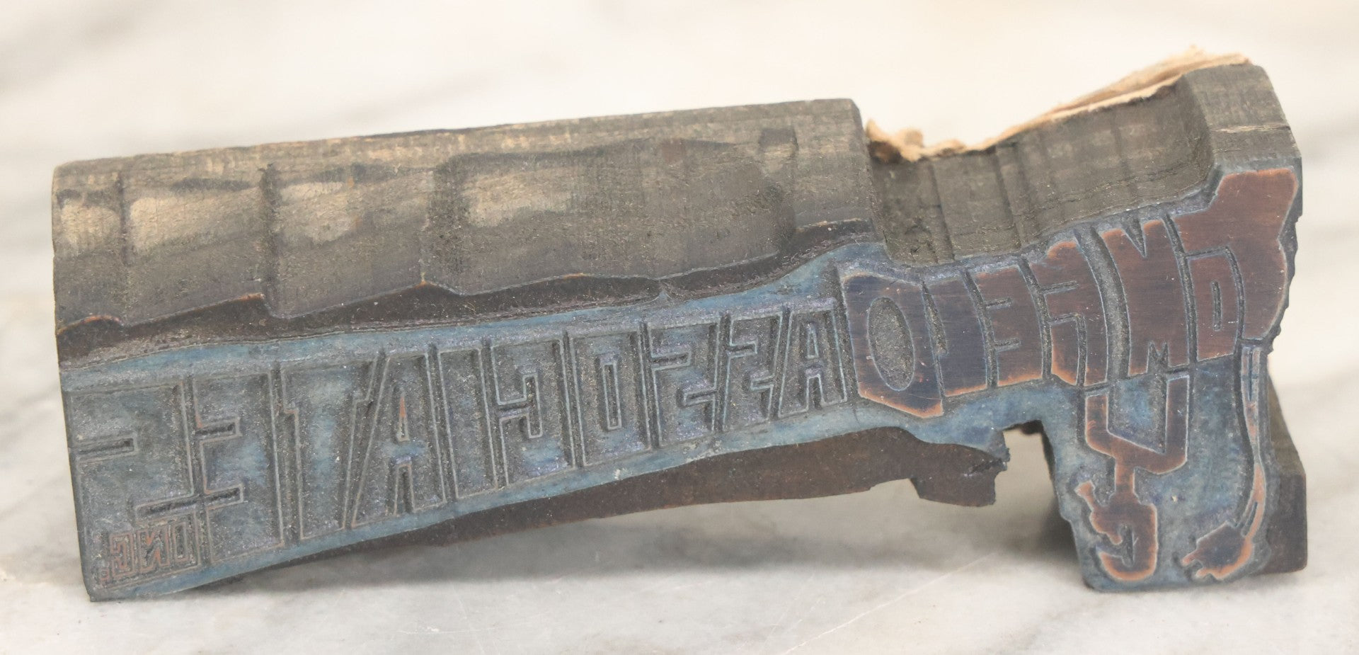 Lot 089 - Grouping Of Four Vintage Printing Blocks Including Masonic, Knights Of Columbus, Strange Hollering Man, And Tom Field Associates