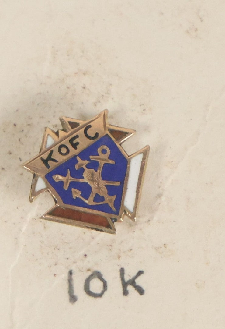 Lot 090 - Grouping Of Four Vintage Fraternal Pins Including Rebekah I.O.O.F., Three Knights Of Columbus Pins