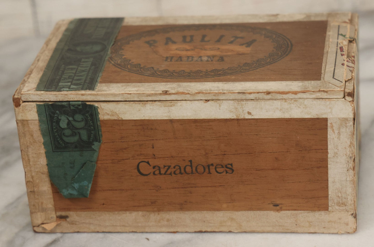 Lot 096 - Antique Wooden Cigar Box With Lithographed Label For Paulita Habana Cigars, With Woman In Blue Hat Graphics On External And Internal Labels