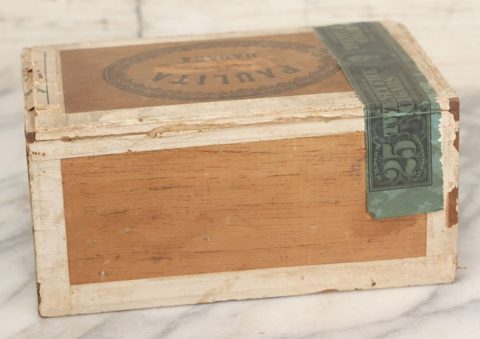 Lot 096 - Antique Wooden Cigar Box With Lithographed Label For Paulita Habana Cigars, With Woman In Blue Hat Graphics On External And Internal Labels