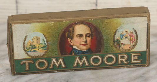 Lot 099 - Antique Paper Board Cigar Box For Tom Moore Cigars, With Lithographed Exterior Label