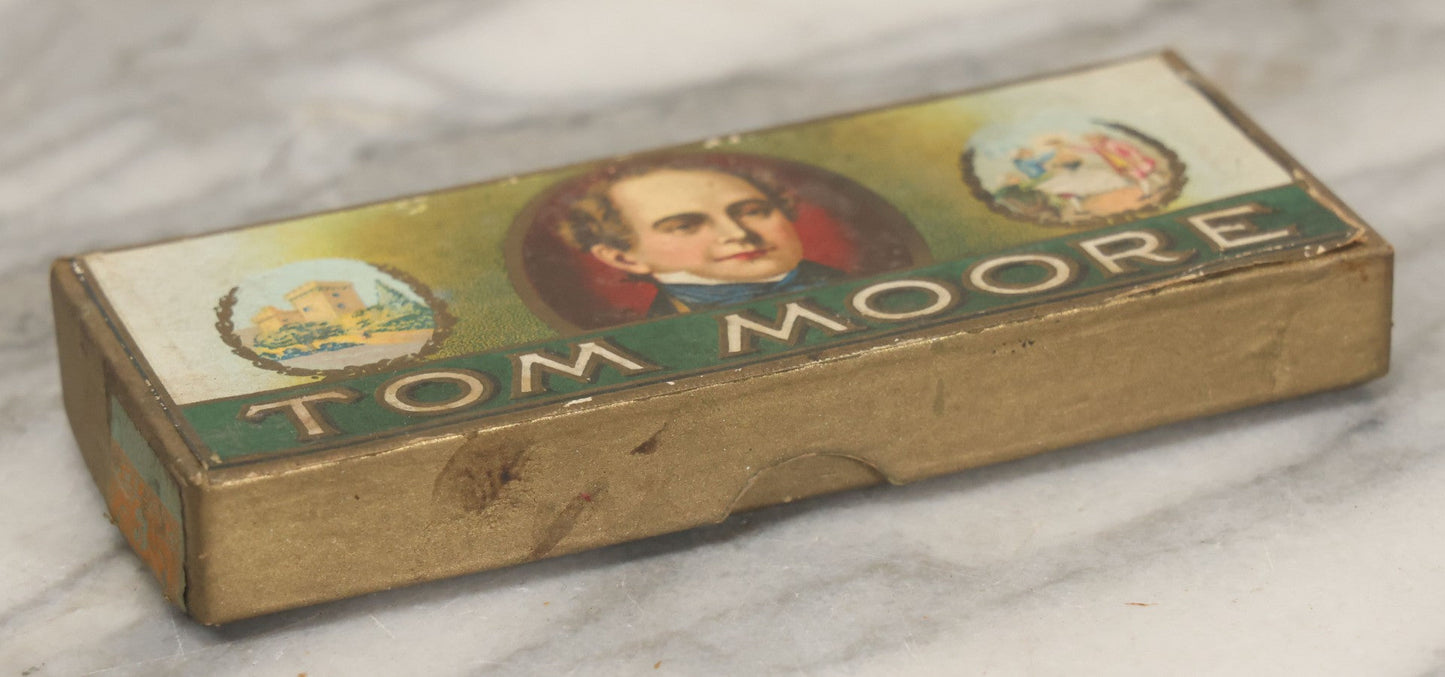Lot 099 - Antique Paper Board Cigar Box For Tom Moore Cigars, With Lithographed Exterior Label