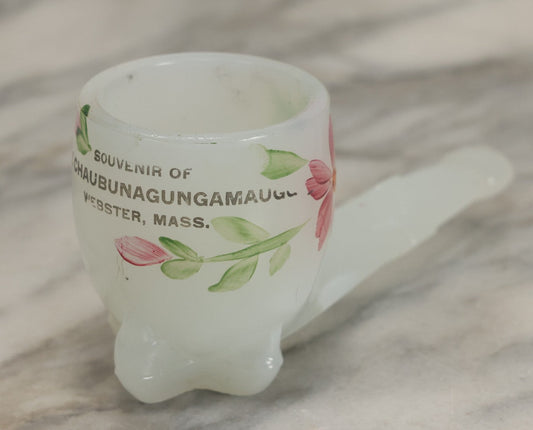 Lot 102 - Antique Glass Pipe Souvenir Of Lake Chaubunagungamaug A.K.A. Lake Char­Gogg­A­Gogg­Man­Chaugg­A­Gogg­Chau­Bun­A­Gung­A­Maugg A.K.A. Webster Lake, Webster, Massachusetts