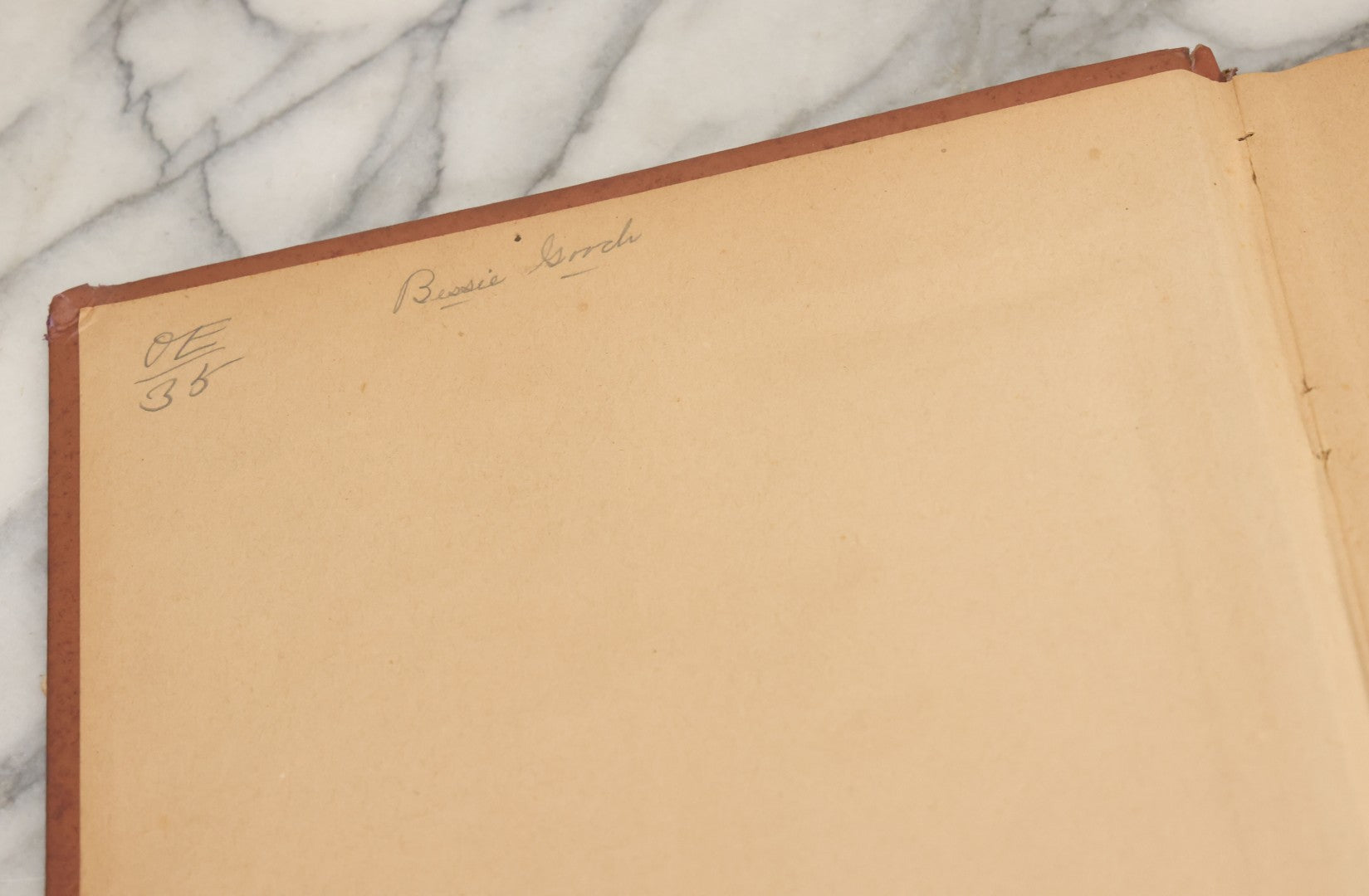 Lot 105 - Empty Antique Victorian Scrapbook With Embossed Cover With Gold Paint And Roe Deer, Lithograph Of Woman With Flower Basket, Belonged To Bessie Gooch, No Contents, As Found