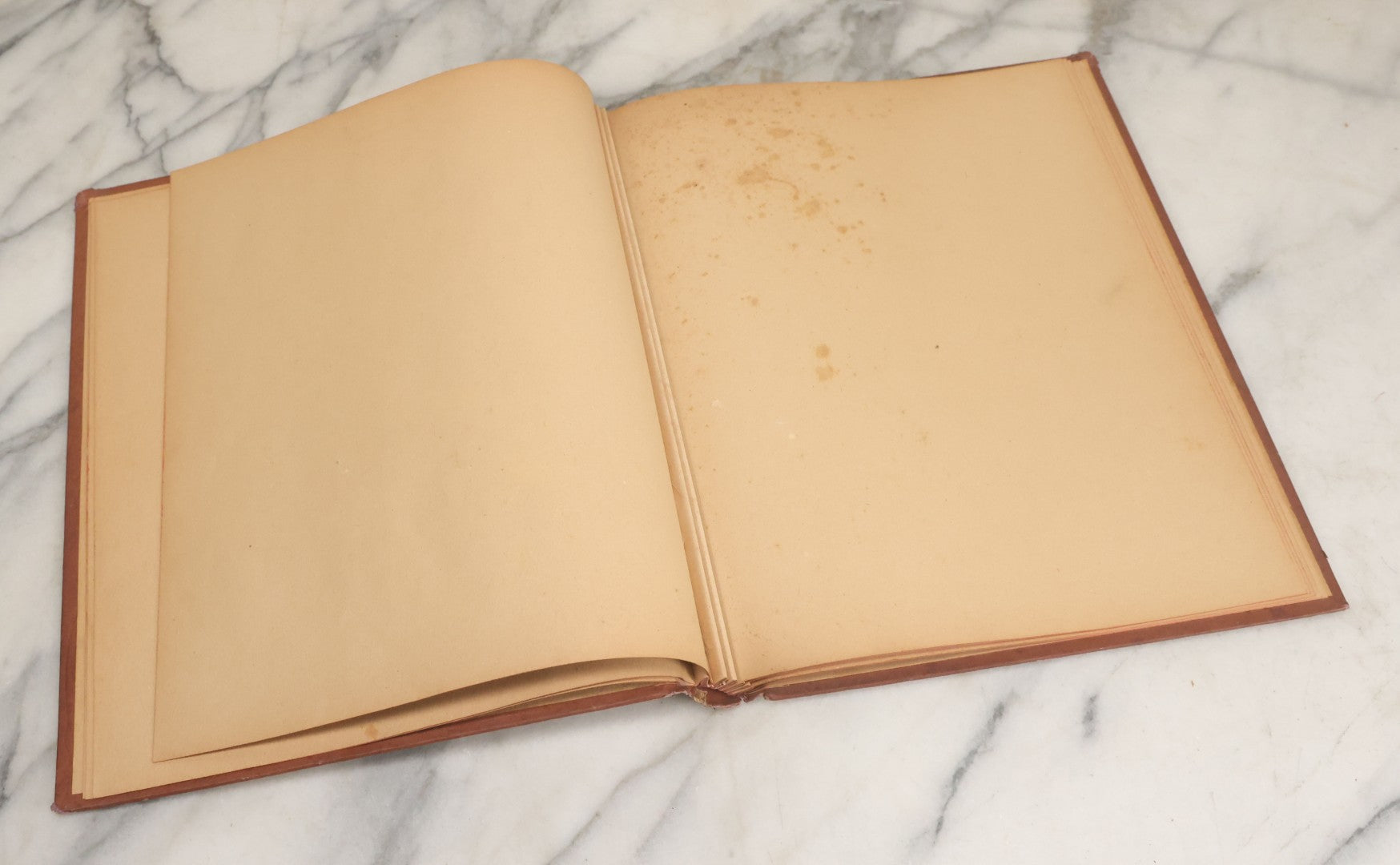 Lot 105 - Empty Antique Victorian Scrapbook With Embossed Cover With Gold Paint And Roe Deer, Lithograph Of Woman With Flower Basket, Belonged To Bessie Gooch, No Contents, As Found