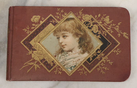 Lot 106 - Empty Antique Victorian Autograph Album, "The Hendschel Album" Published By The Major Knapp & Co., New York, With Little Girl On Cover, Gold Flowers, Seven Full Page Chromolithograph Plate Inserts