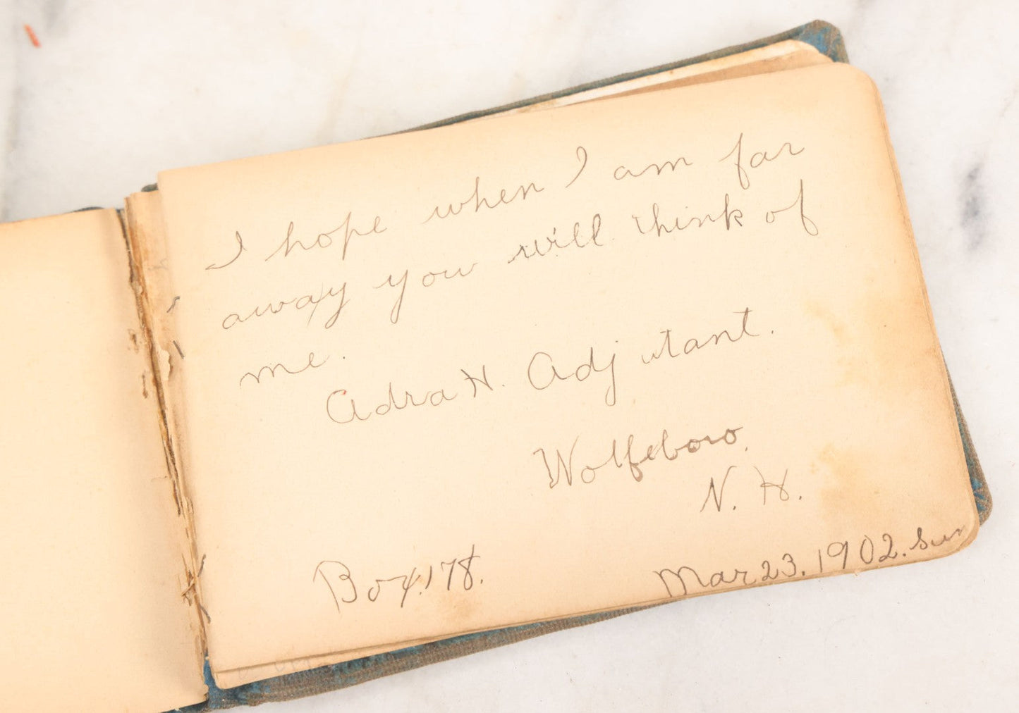 Lot 107 - Antique Late Victorian Autograph Album, Belonged To Florence, With Many Notes And Poems, Mother And Daughter With Mandolins On Cover, Wolfeboro, New Hampshire, 1901-1902