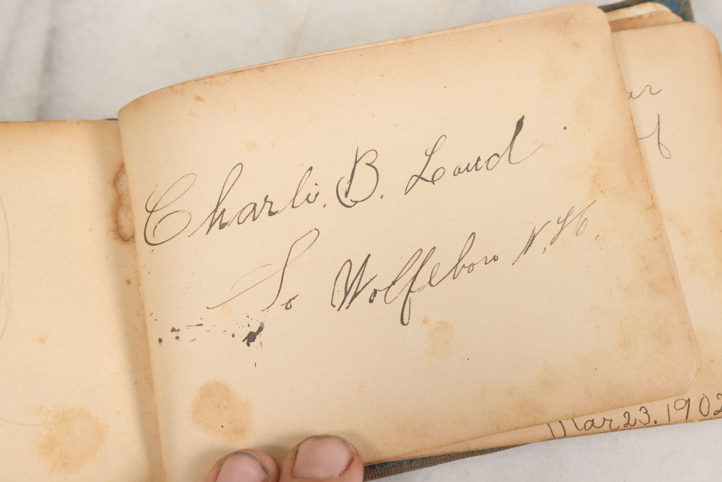 Lot 107 - Antique Late Victorian Autograph Album, Belonged To Florence, With Many Notes And Poems, Mother And Daughter With Mandolins On Cover, Wolfeboro, New Hampshire, 1901-1902