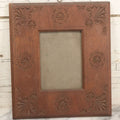 Lot 108 - Vintage Folk Art Carved Wooden Frame With Geometric Patterns, Includes Glass And Backing Board, Frame Empty