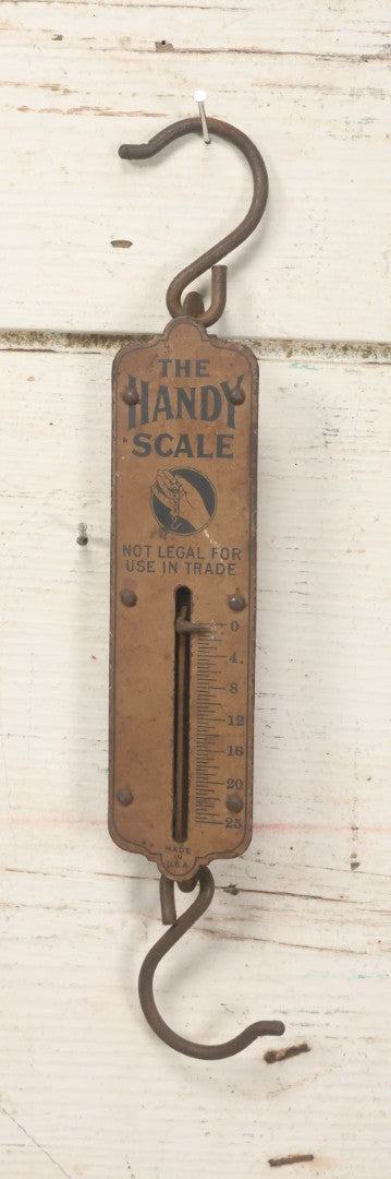 Lot 110 - Antique "The Handy Scale" Hanging Metal Scale, With Hand Graphics, Made In U.S.A.