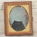 Lot 114 - Antique 1/9th Plate Daguerreotype Photograph Of Folk Art Drawing Of Elderly Woman In White Bonnet, In Half Leatherette Union Case
