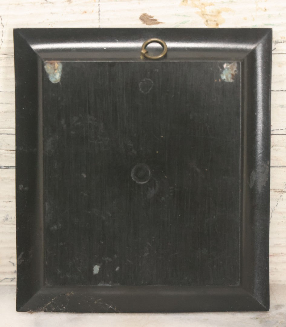 Lot 120 - Antique 1/6th Plate Tintype Photograph Of Two Ladies Seated At Table In Period Thermoplastic Frame With Hanging Hook, 4-1/8" x 4-5/8"