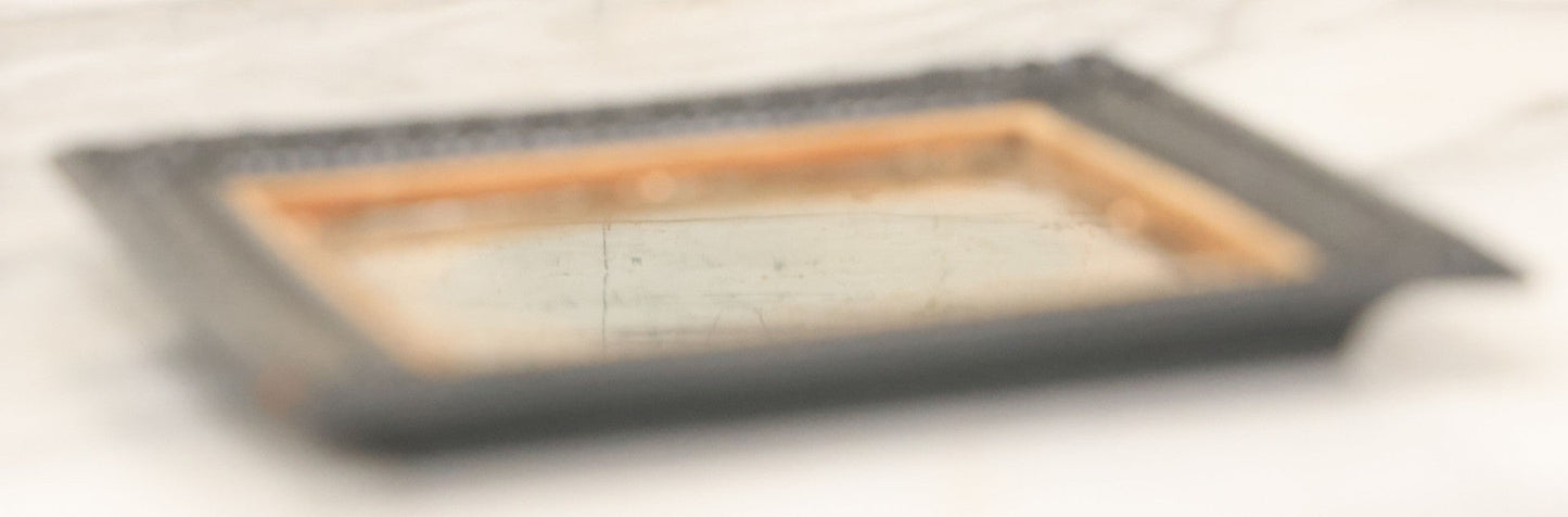Lot 120 - Antique 1/6th Plate Tintype Photograph Of Two Ladies Seated At Table In Period Thermoplastic Frame With Hanging Hook, 4-1/8" x 4-5/8"