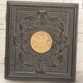 Lot 122 - Antique 1/6th Plate Hard Image Thermoplastic Case With Patriotic Motif, United States Of America Seal With Eagle, Faux Ten Dollar Coin, Genuine Union Case, By S. Peck & H. Halverson, Circa 1860