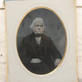Lot 123 - Antique Full Plate Tintype Of Stately Looking Man With White Hair, Hand Painted Details, With Original Mat And Wood Backing, Glass Covering, No Frame, As Found, 8" x 10"