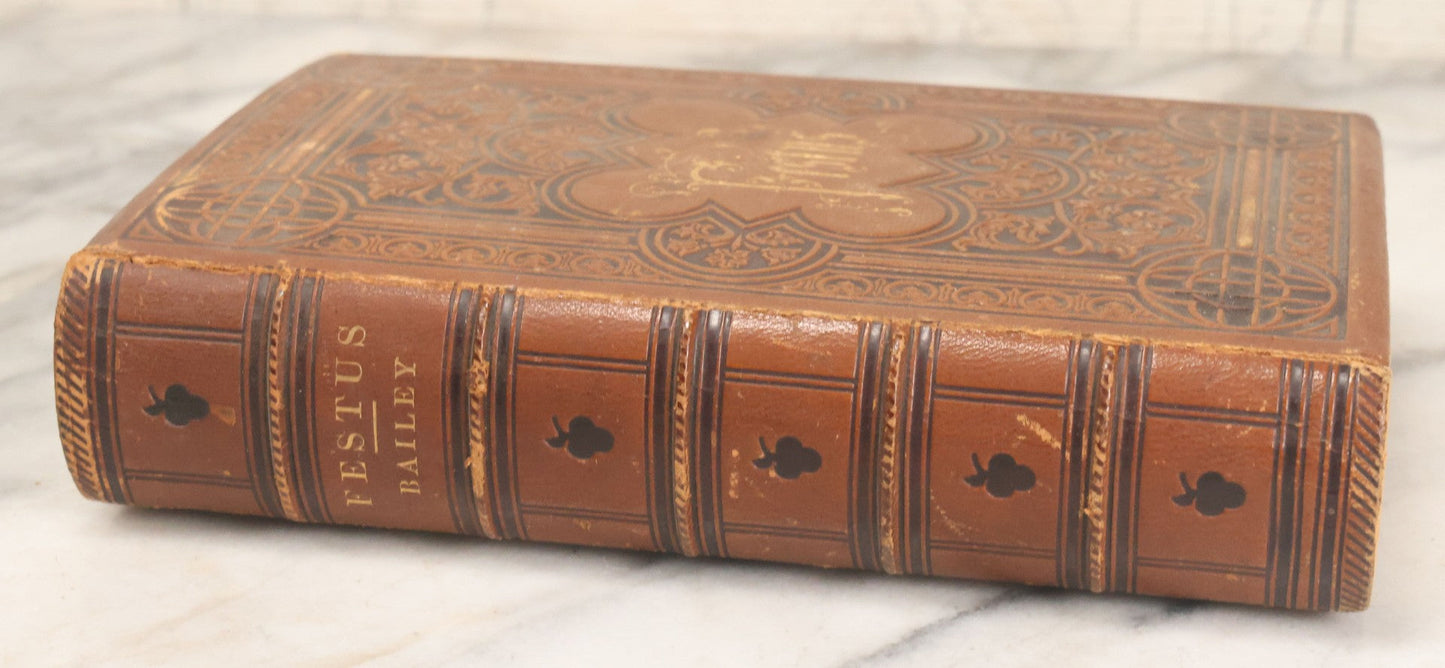 Lot 125 - "Festus, A Poem" Antique Epic Poem Book By Philip James Bailey, With Illustrations By Hammett Billings, From The Third London Edition, Sanborn, Carter, And Bazin, Publishers, Boston, 1857