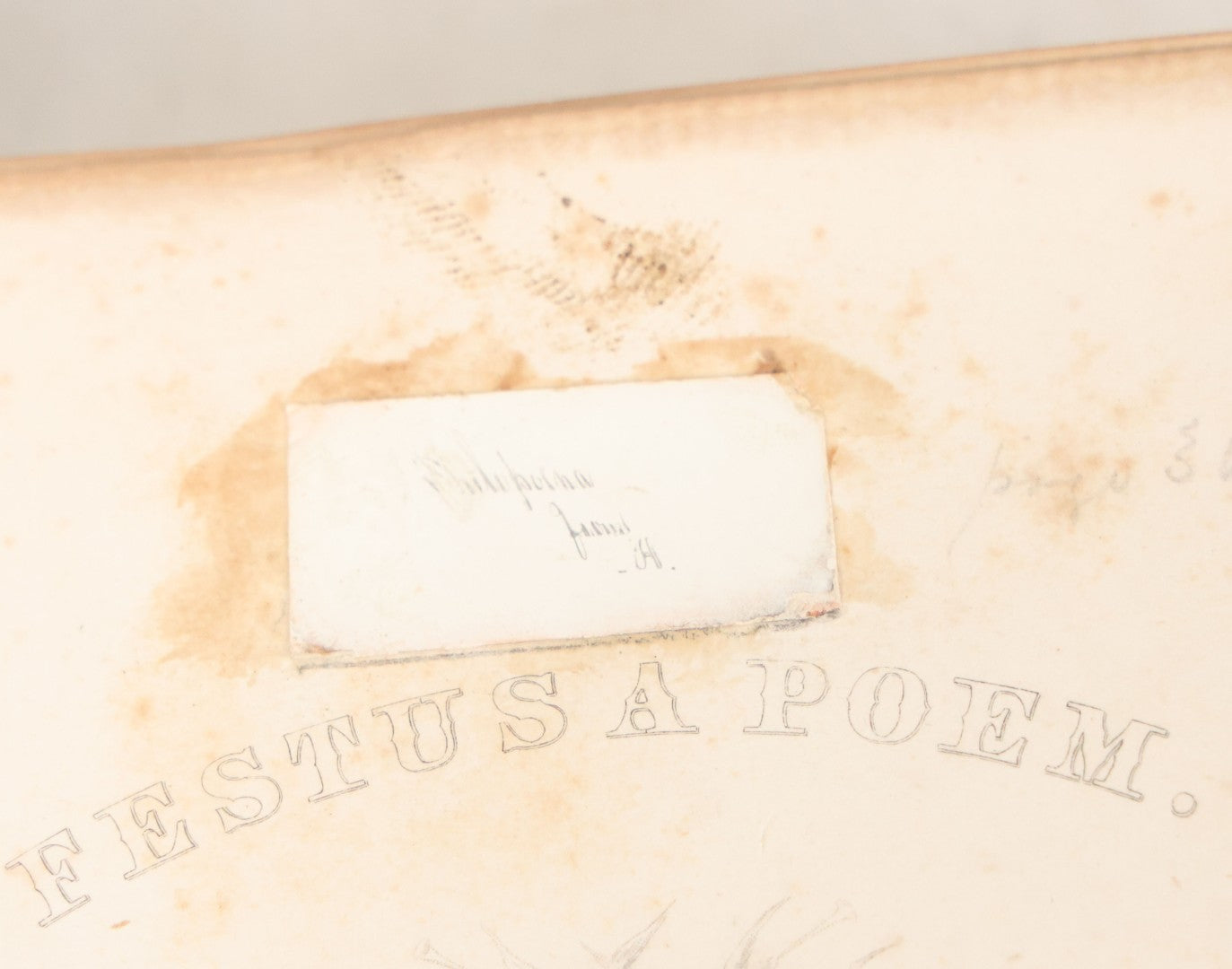 Lot 125 - "Festus, A Poem" Antique Epic Poem Book By Philip James Bailey, With Illustrations By Hammett Billings, From The Third London Edition, Sanborn, Carter, And Bazin, Publishers, Boston, 1857