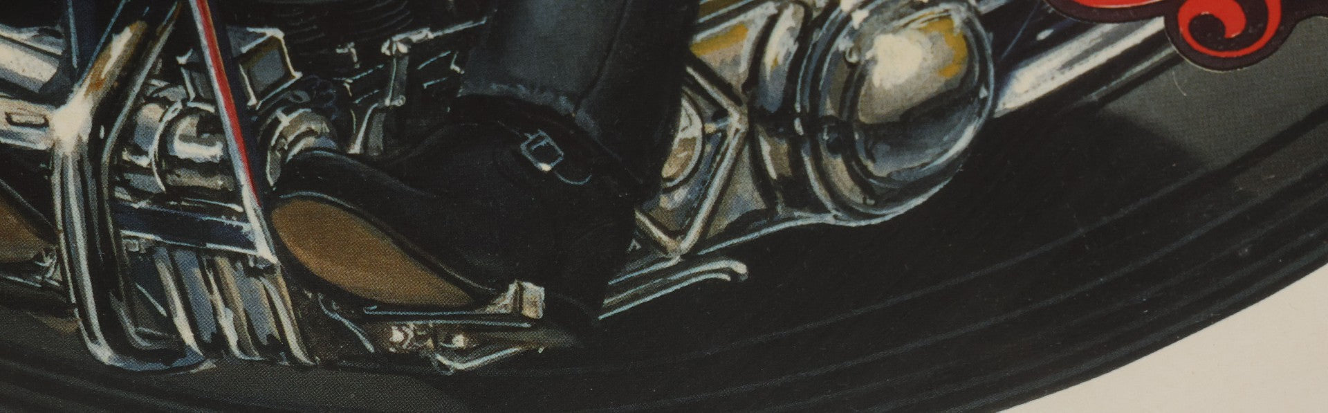 Lot 130 - Vintage David Mann Illustrated Easy Riders Novelty Poster With Motorcycle, Four Aces, Skull, Eagle, And Jack Daniels, Framed Carnival Prize, 16-1/4" x 20-1/4"