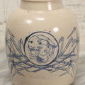 Lot 010 - Antique Stoneware Ginger Jar With Blue Decoration, Tiger Head And Bamboo Motif