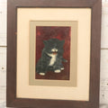 Lot 016 - Antique Painting Of Kitten With Red Background, After A Popular Postcard Design Artist Signed L.A. Vene, 1924, In Frame With Double Mat, 13-1/2" x 16"