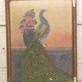 Lot 017 - Vintage Painting On Paper Of Peacock Bird Next To Flower Vase, Artist Signed G. Gassert, 1935, In Frame, 10" x 13"