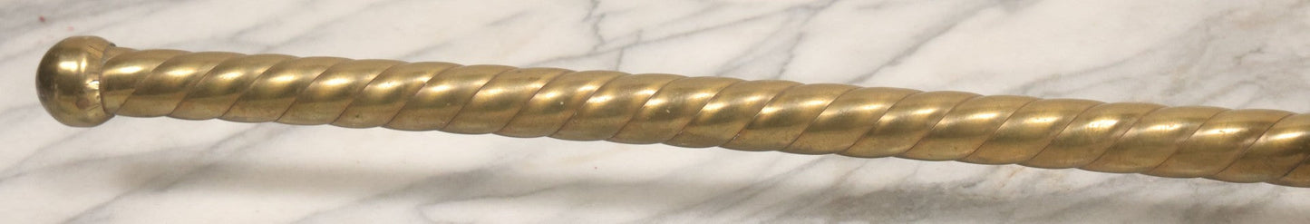 Lot 020 - Antique Solid Brass Center Mount Towel Rack With Fist Holding Pole Motif, Including Original Slotted Screw Mounting Hardware, 30" Length