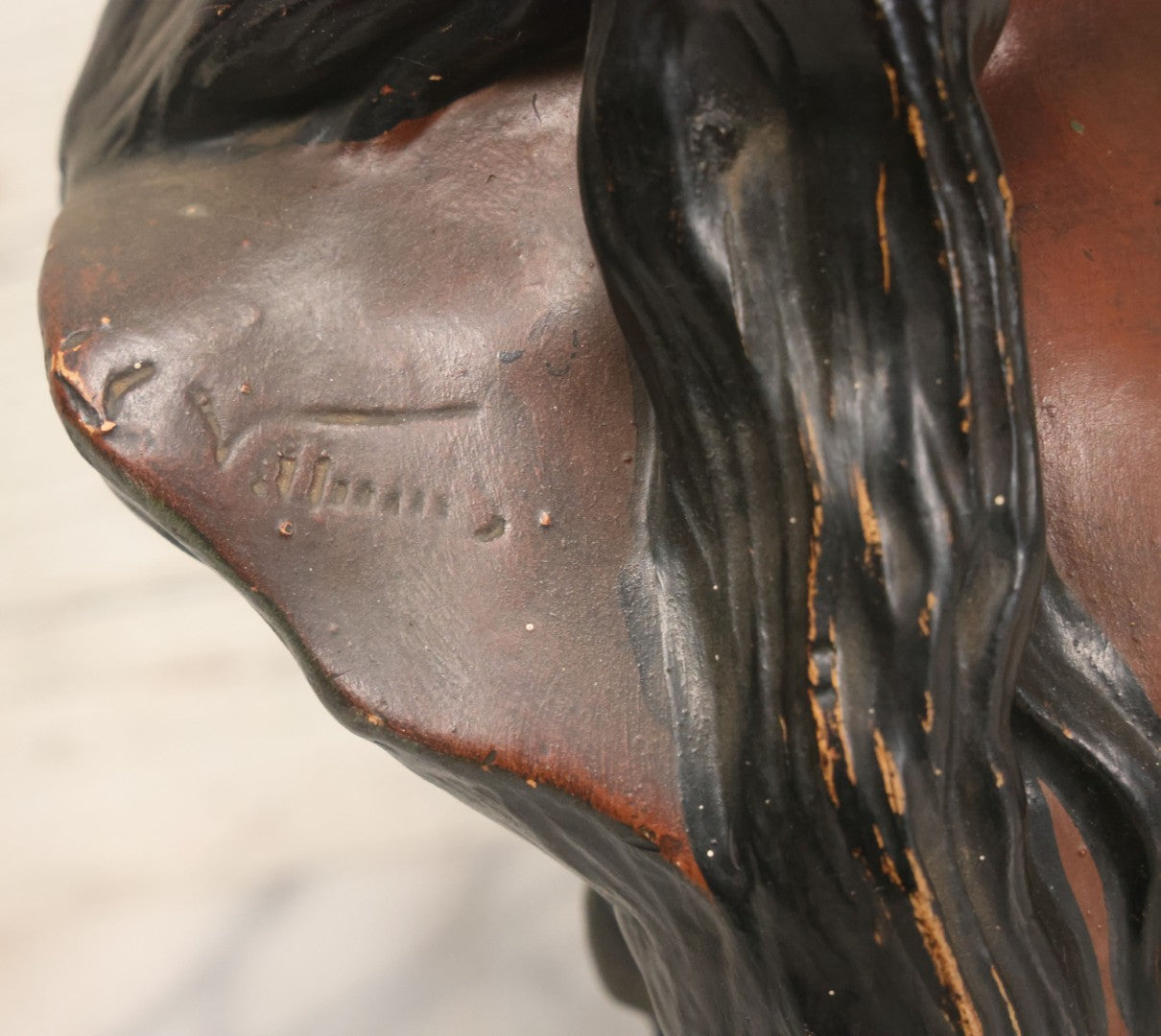 Lot 021 - Antique Art Nouveau Chalkware Bust Statue Of Diana / Diane, Roman Goddess Of The Moon And The Hunt, After Emmanuel Villanis (French, 1858-1914), Note Chipping, Losses, 15-3/4" H