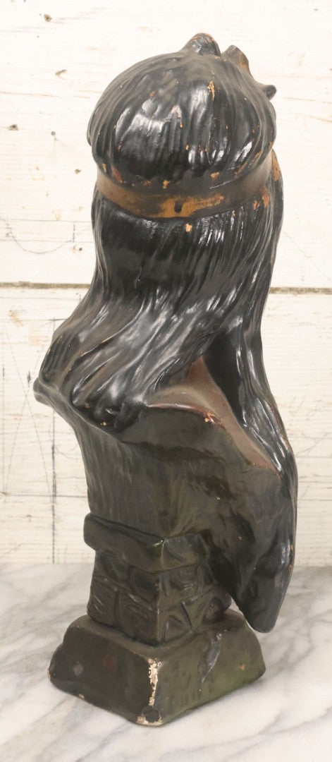 Lot 021 - Antique Art Nouveau Chalkware Bust Statue Of Diana / Diane, Roman Goddess Of The Moon And The Hunt, After Emmanuel Villanis (French, 1858-1914), Note Chipping, Losses, 15-3/4" H