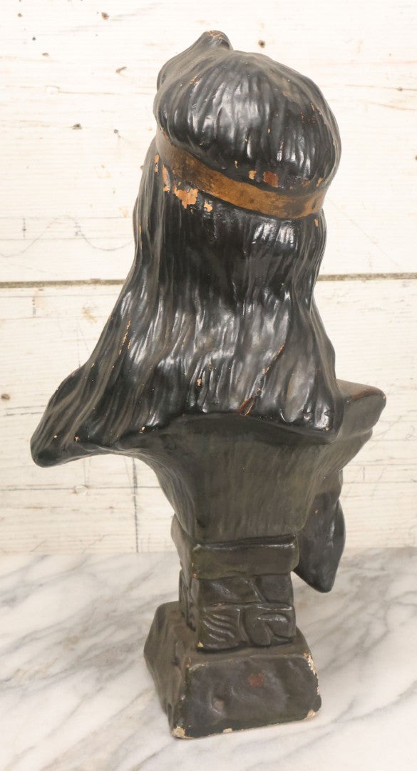 Lot 021 - Antique Art Nouveau Chalkware Bust Statue Of Diana / Diane, Roman Goddess Of The Moon And The Hunt, After Emmanuel Villanis (French, 1858-1914), Note Chipping, Losses, 15-3/4" H