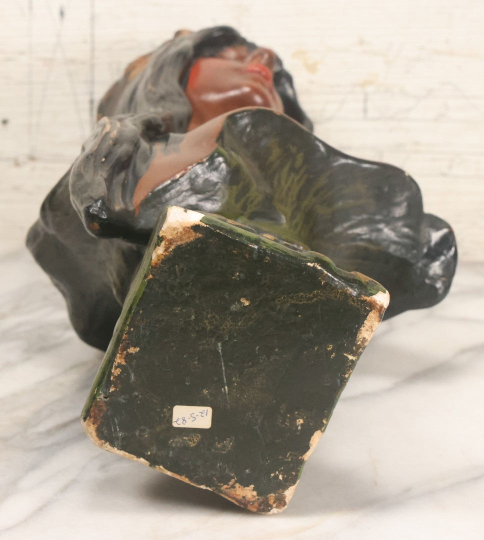 Lot 021 - Antique Art Nouveau Chalkware Bust Statue Of Diana / Diane, Roman Goddess Of The Moon And The Hunt, After Emmanuel Villanis (French, 1858-1914), Note Chipping, Losses, 15-3/4" H