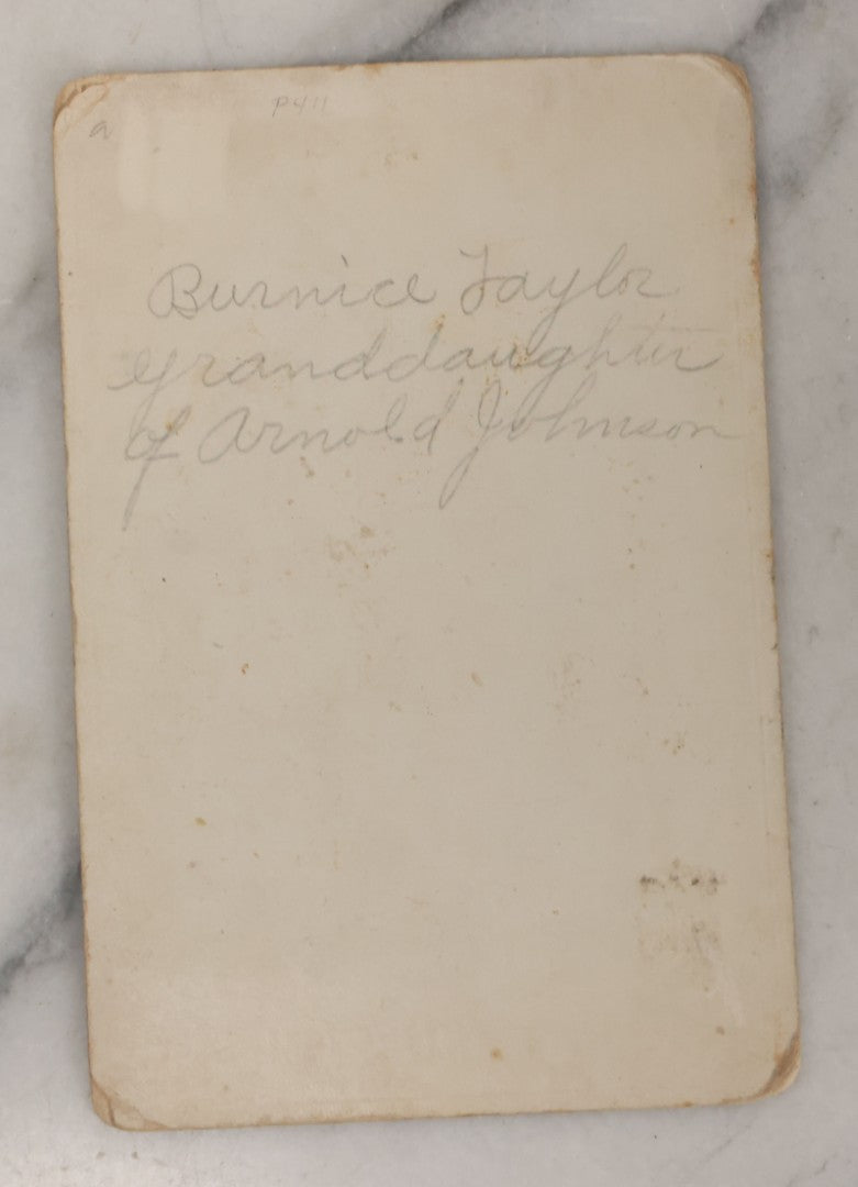 Lot 026 - Antique Cabinet Card Postmortem Photograph Of Young Girl On Funeral Table, Identified As Bernice Taylor, Granddaughter Of Arnold Johnson, From Meader's Art Studio, Williamston, Michigan