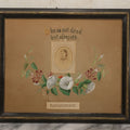 Lot 031 - Antique Mourning Art Painted Mat Photo Frame With Carte De Visite C.D.V. Photograph Of Woman, "She Is Not Dead But Sleepeth", Painting Of Flowers, 14-5/8" x 12-1/8"