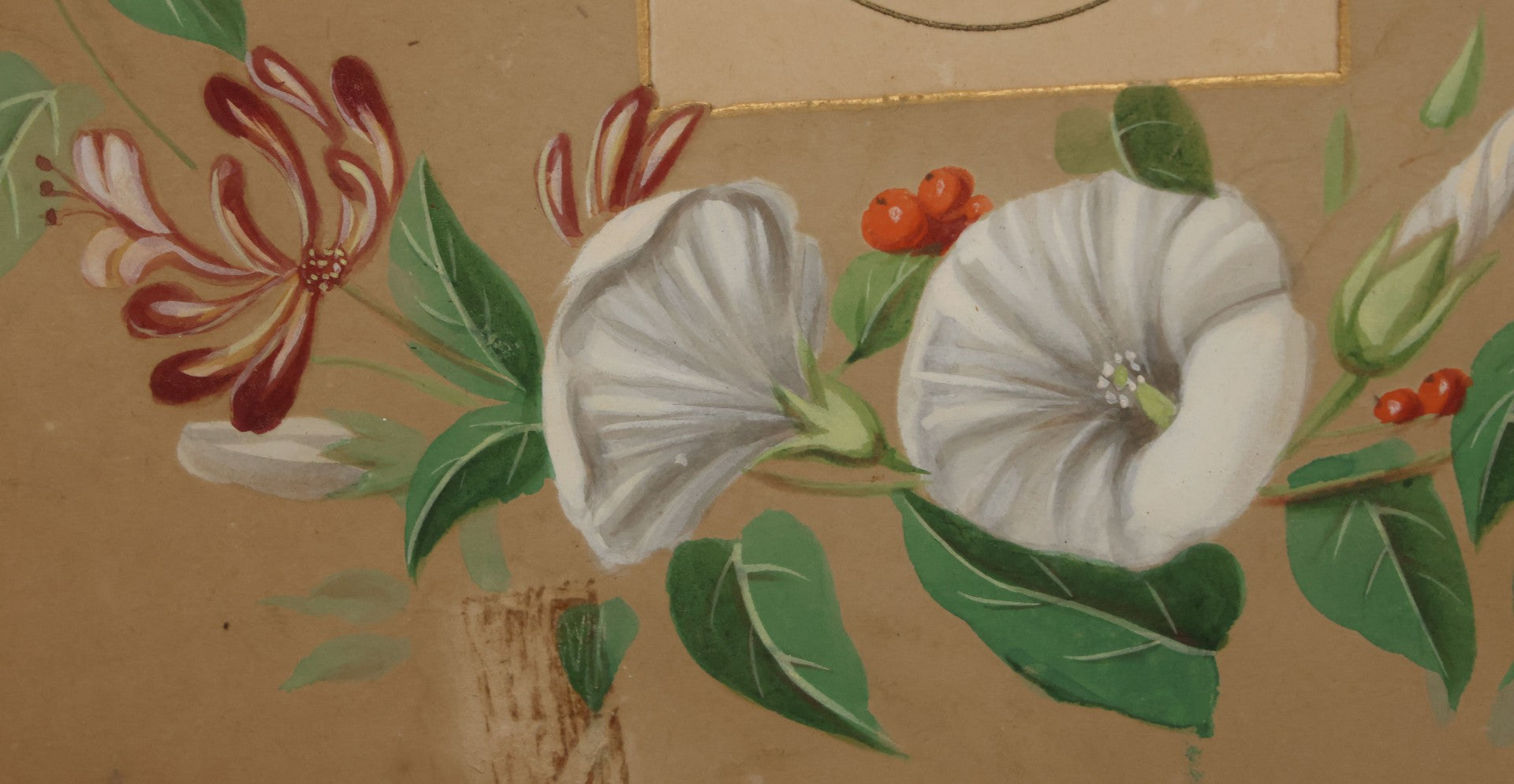 Lot 031 - Antique Mourning Art Painted Mat Photo Frame With Carte De Visite C.D.V. Photograph Of Woman, "She Is Not Dead But Sleepeth", Painting Of Flowers, 14-5/8" x 12-1/8"