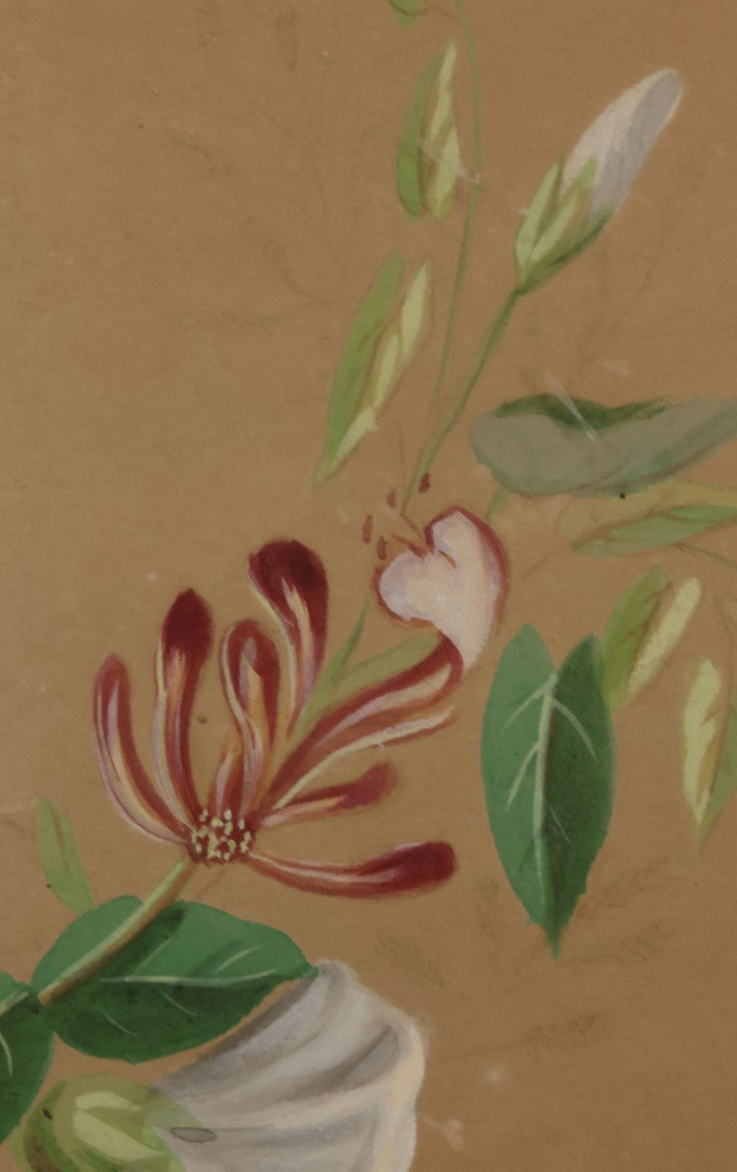 Lot 031 - Antique Mourning Art Painted Mat Photo Frame With Carte De Visite C.D.V. Photograph Of Woman, "She Is Not Dead But Sleepeth", Painting Of Flowers, 14-5/8" x 12-1/8"