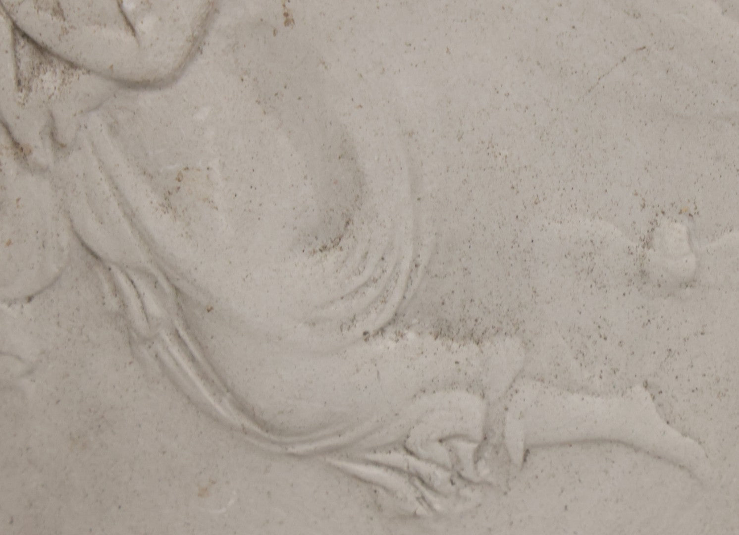 Lot 033 - Antique White Ceramic Wall Plaque Featuring A Guardian Angel Carrying Two Babies, With An Owl In Flight In The Background, 6-7/8" Sides