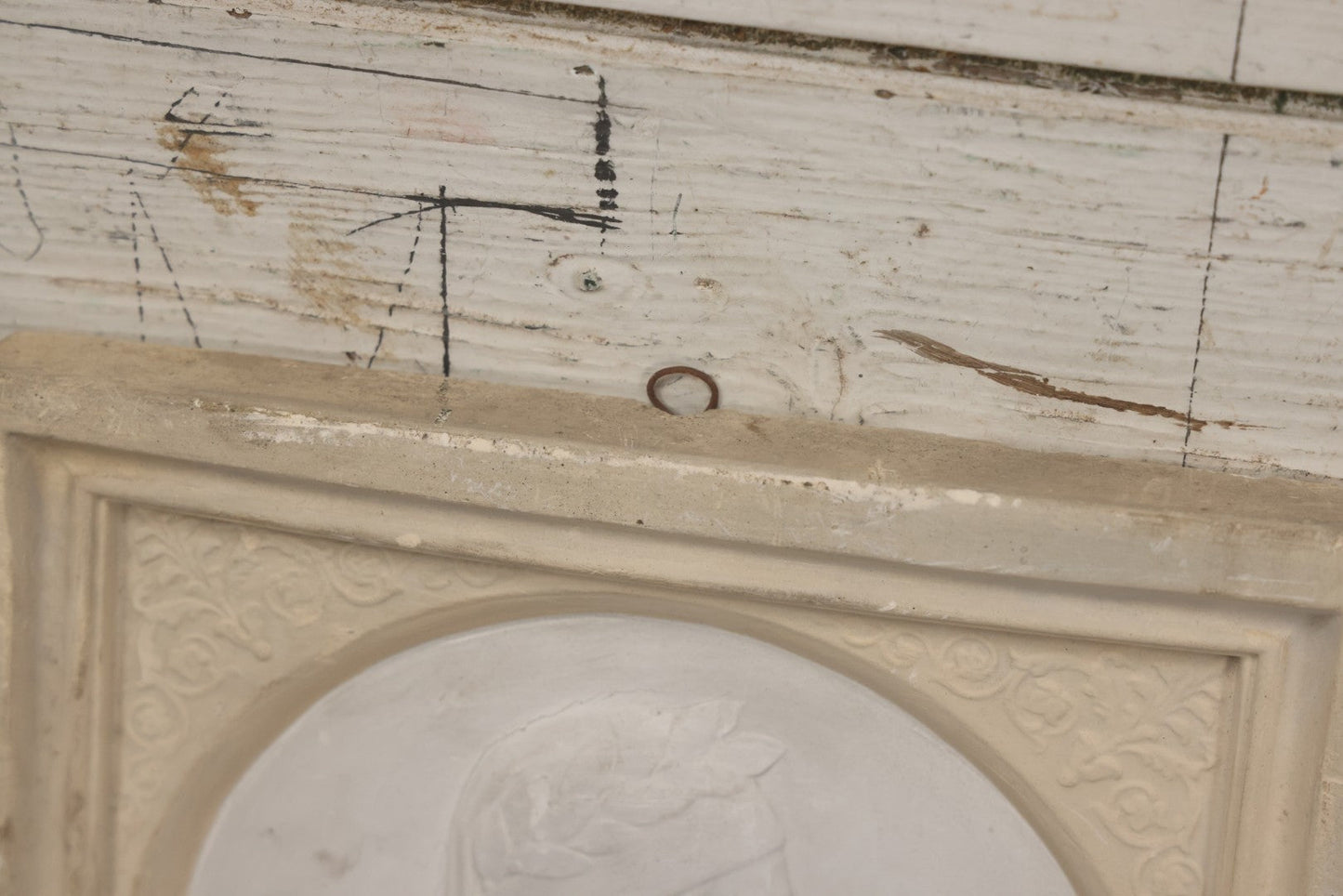 Lot 034 - Antique White Ceramic Wall Plaque Featuring Poet Dante Alighieri In Profile, 6-7/8" Sides