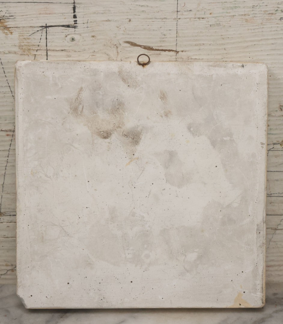 Lot 034 - Antique White Ceramic Wall Plaque Featuring Poet Dante Alighieri In Profile, 6-7/8" Sides