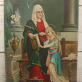 Lot 035 - Antique Tin Lithograph Christian Religious Print Of Saint Anne And Daughter Mary, Unframed, 17-1/2" x 23-1/2"
