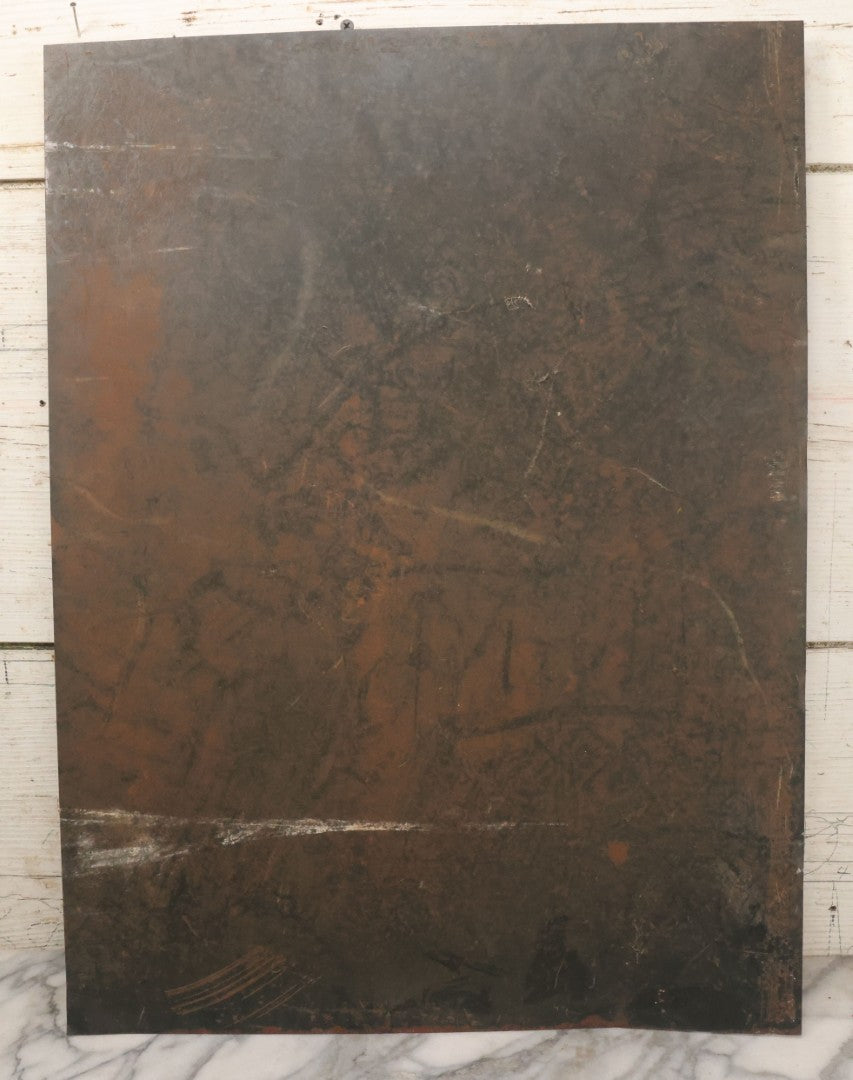 Lot 035 - Antique Tin Lithograph Christian Religious Print Of Saint Anne And Daughter Mary, Unframed, 17-1/2" x 23-1/2"