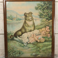 Lot 036 - Antique Chromolithograph Print Of A Dog Guarding A Little Girl And Her Doll, Titled "Touch Her If You Dare," By The James Lee Co., Chicago, Circa 1906, In Frame, 17-5/6" x 21-5/8"