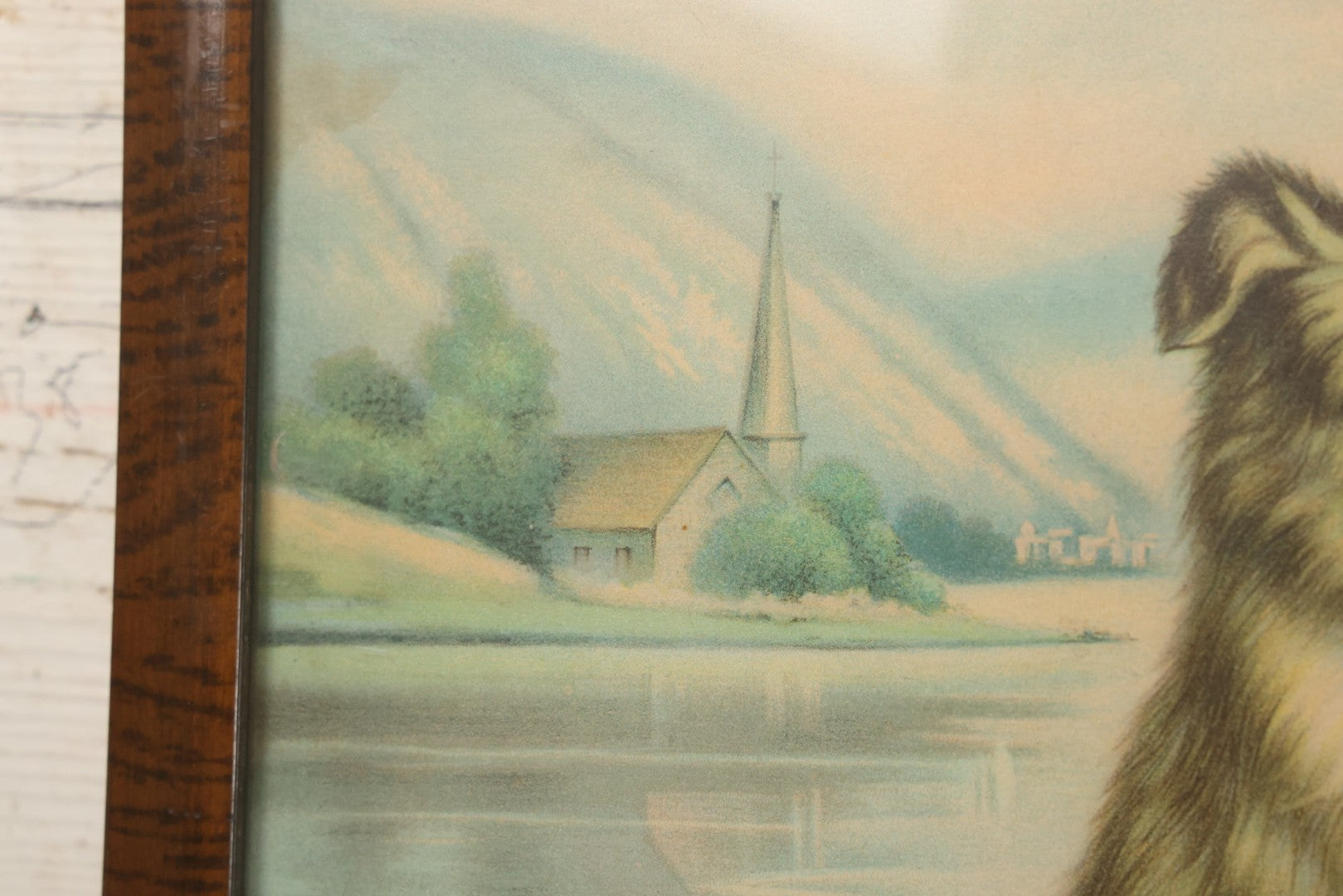 Lot 036 - Antique Chromolithograph Print Of A Dog Guarding A Little Girl And Her Doll, Titled "Touch Her If You Dare," By The James Lee Co., Chicago, Circa 1906, In Frame, 17-5/6" x 21-5/8"